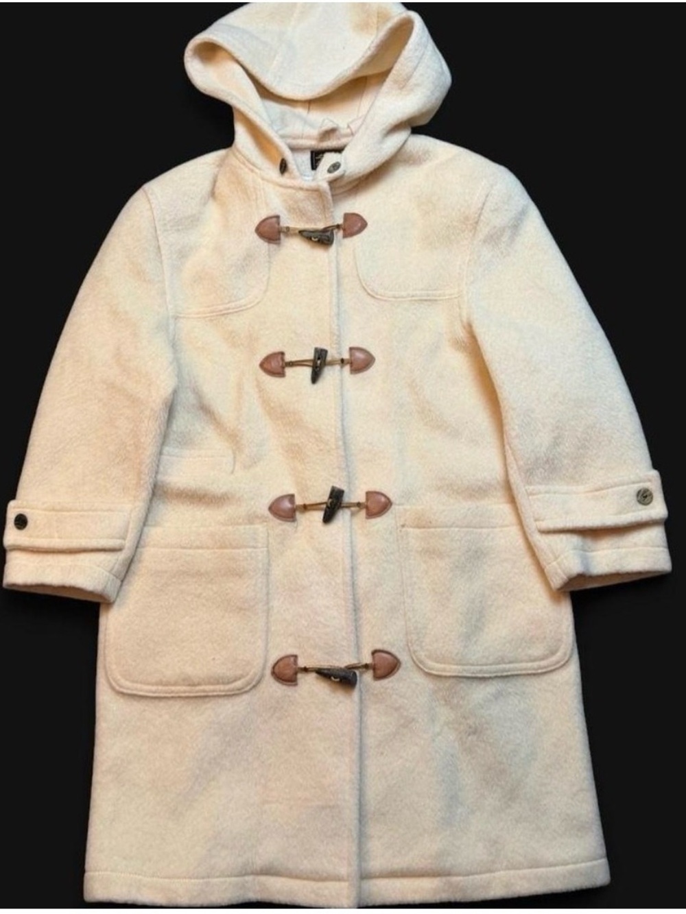 Eddie Bauer Cream Hooded Toggle Peacoat
